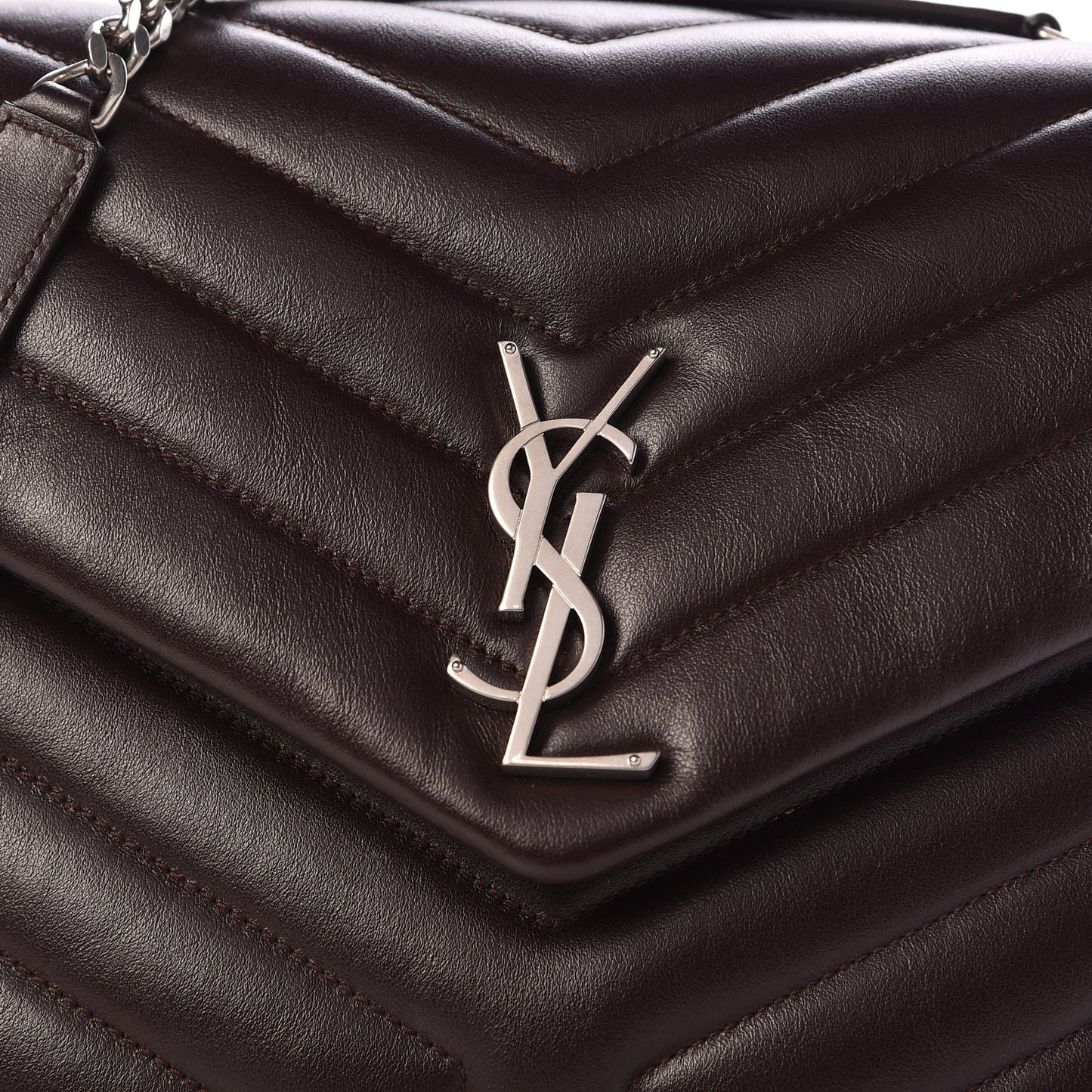 Calfskin Y Quilted Monogram Medium Loulou Chain Satchel Amaranto