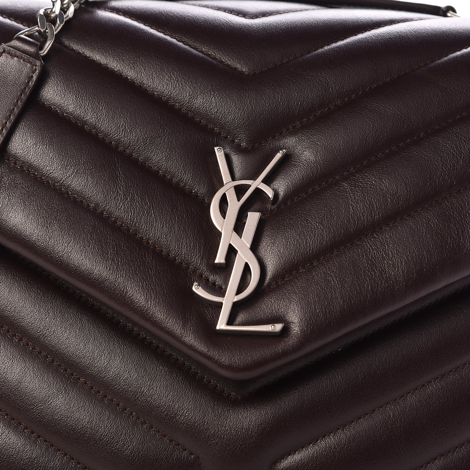 Saint Laurent Calfskin Y Quilted Monogram Medium Loulou Chain Satchel Amaranto 12 of 12