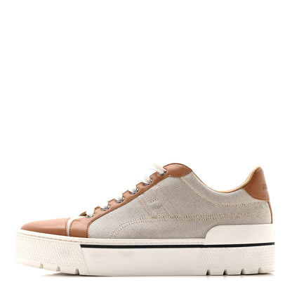 Hermes Canvas Calfskin Womens Voltage Sneakers 40 Prunoir Naturel 1 of 12