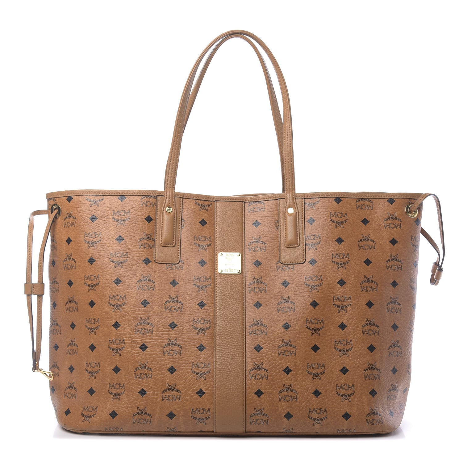 MCM Visetos Large Liz Reversible Shopper Tote Cognac 1 of 15