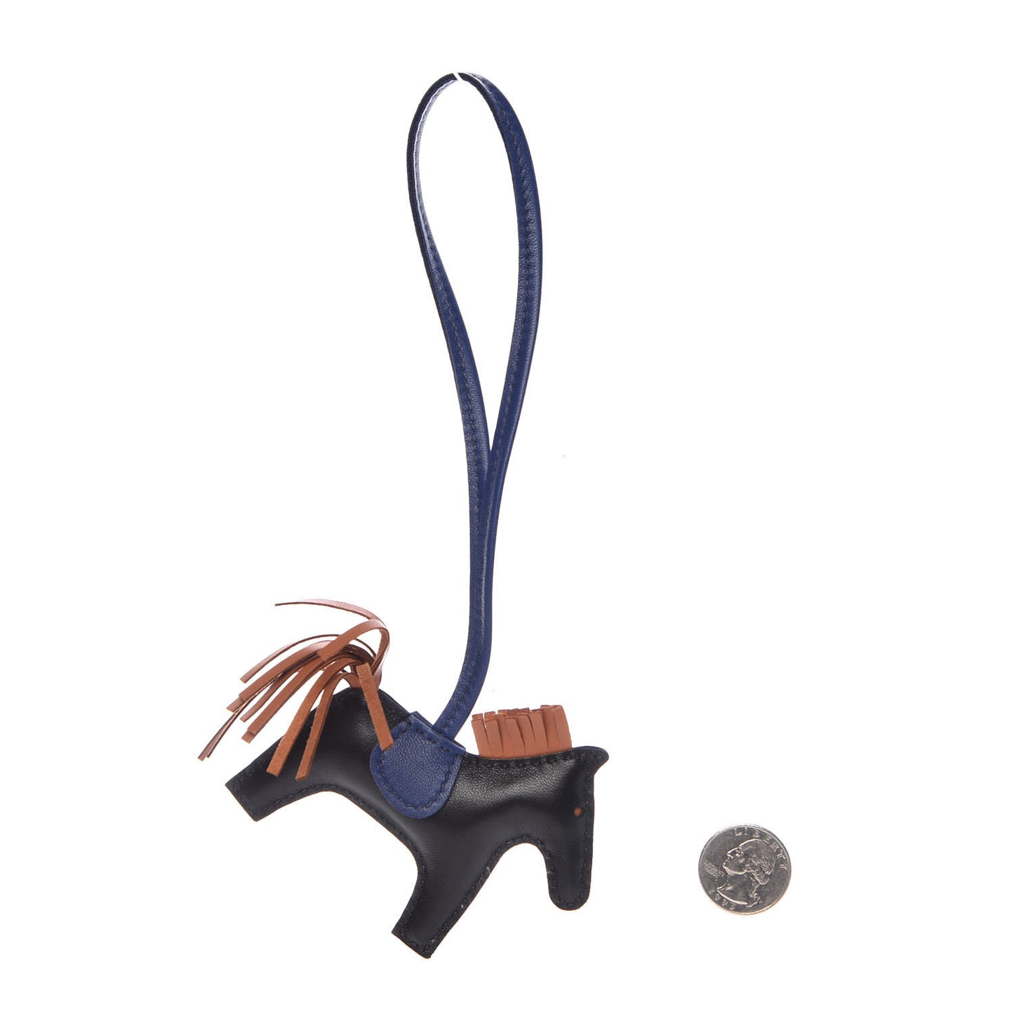 Milo Lambskin Grigri Rodeo Horse Bag Charm PM Black Bleu Encre Gold