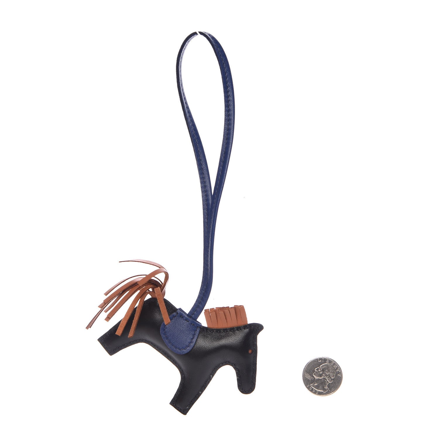 Hermes Milo Lambskin Grigri Rodeo Horse Bag Charm PM Black Bleu Encre Gold 2 of 5