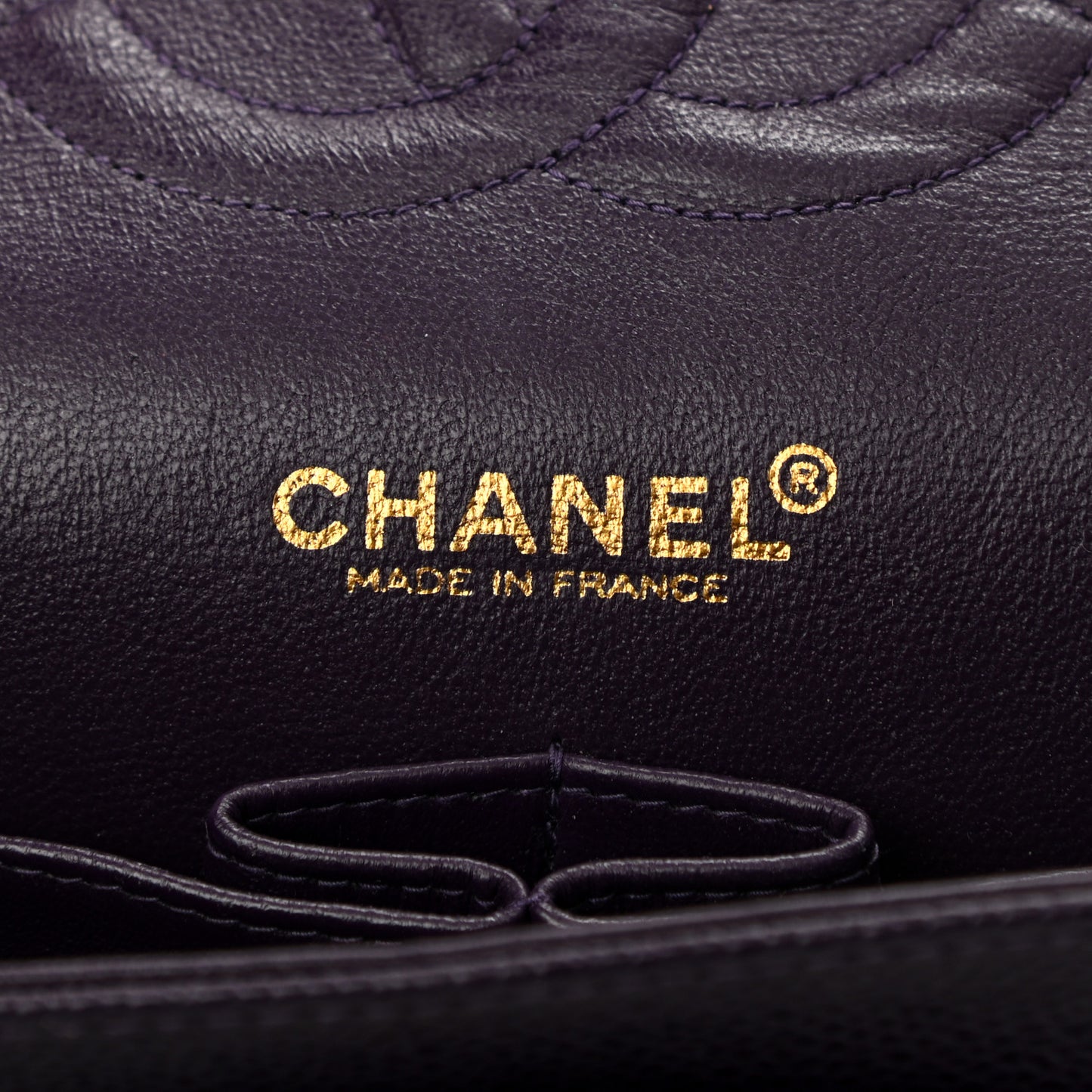 Caviar Quilted Medium Double Flap Dark Purple