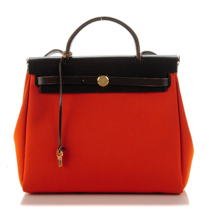 Hermes Toile Herbag PM 30 Orange and Red 1 of 15
