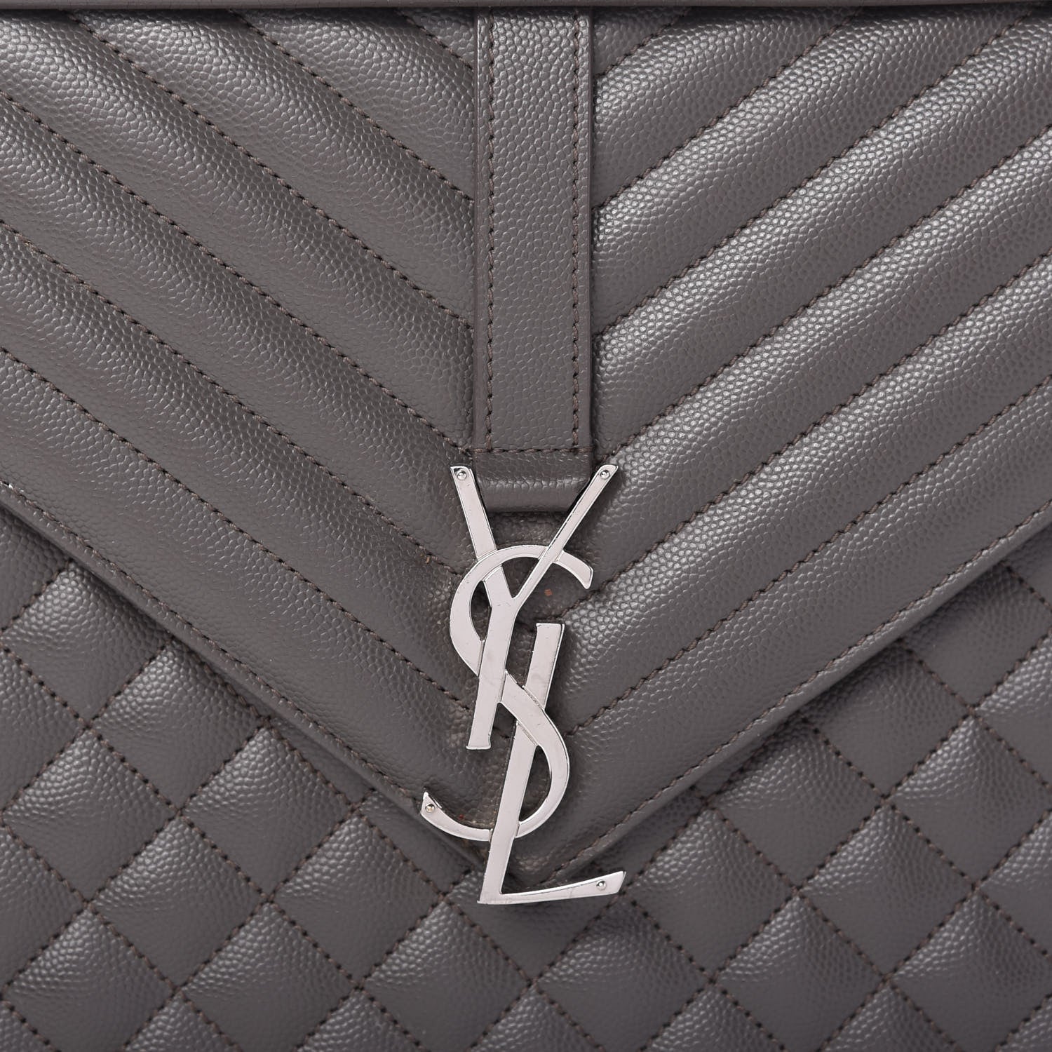 Saint Laurent Grain De Poudre Large Tri-Quilt Monogram Satchel Fog 10 of 10