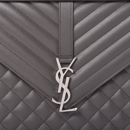 Saint Laurent Grain De Poudre Large Tri-Quilt Monogram Satchel Fog 10 of 10