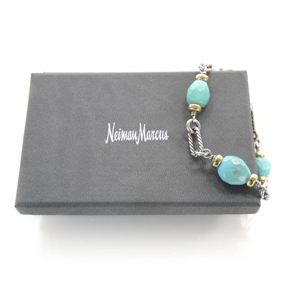 David Yurman Sterling Silver and 18k Gold Turquoise Figaro Bracelet 6 of 6