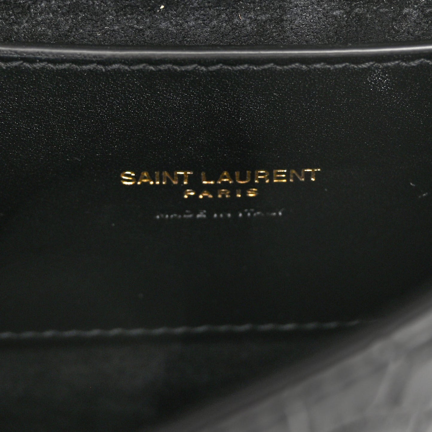Crocodile Embossed Calfskin Small Kaia Satchel Black