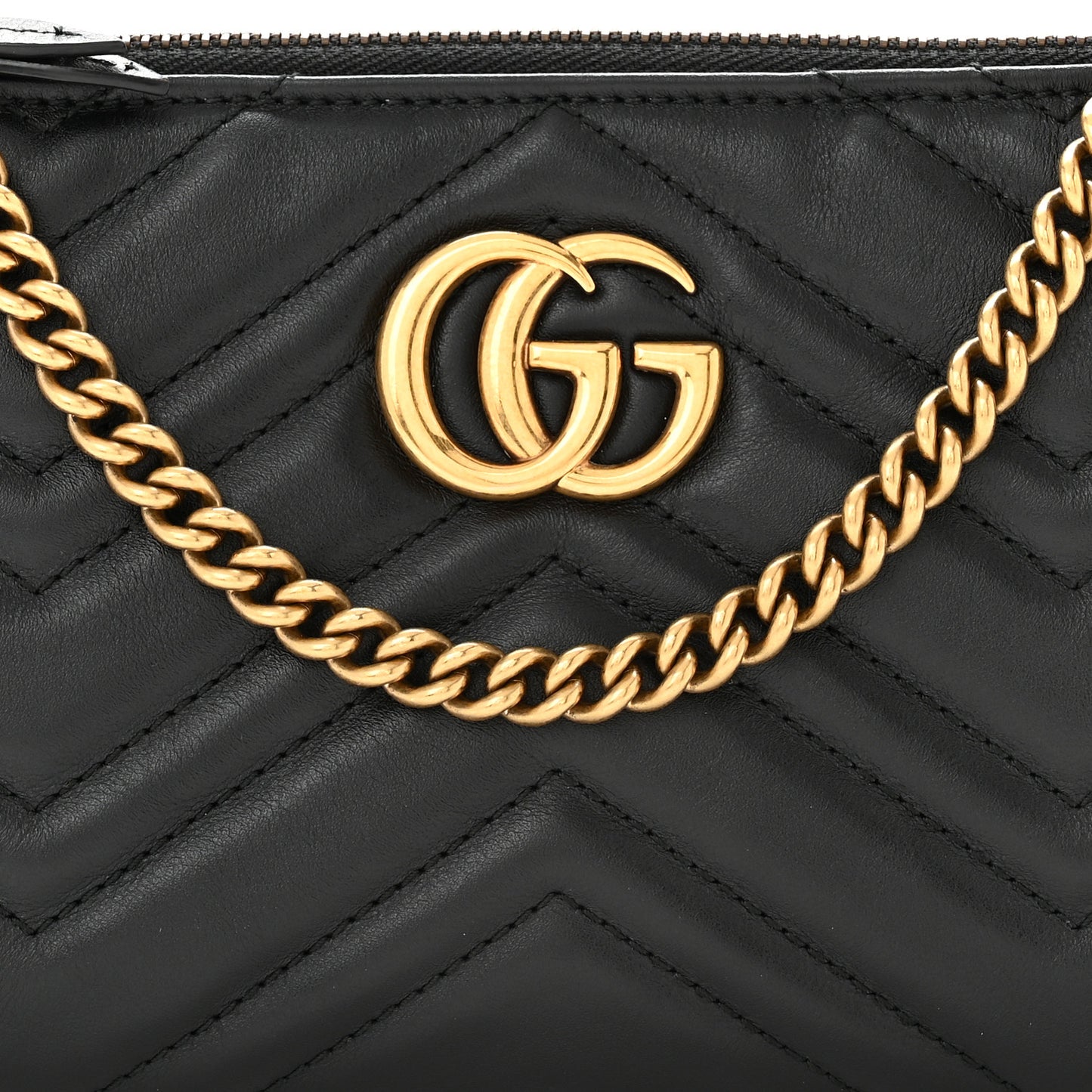 Calfskin Matelasse Mini GG Marmont Chain Bag Black