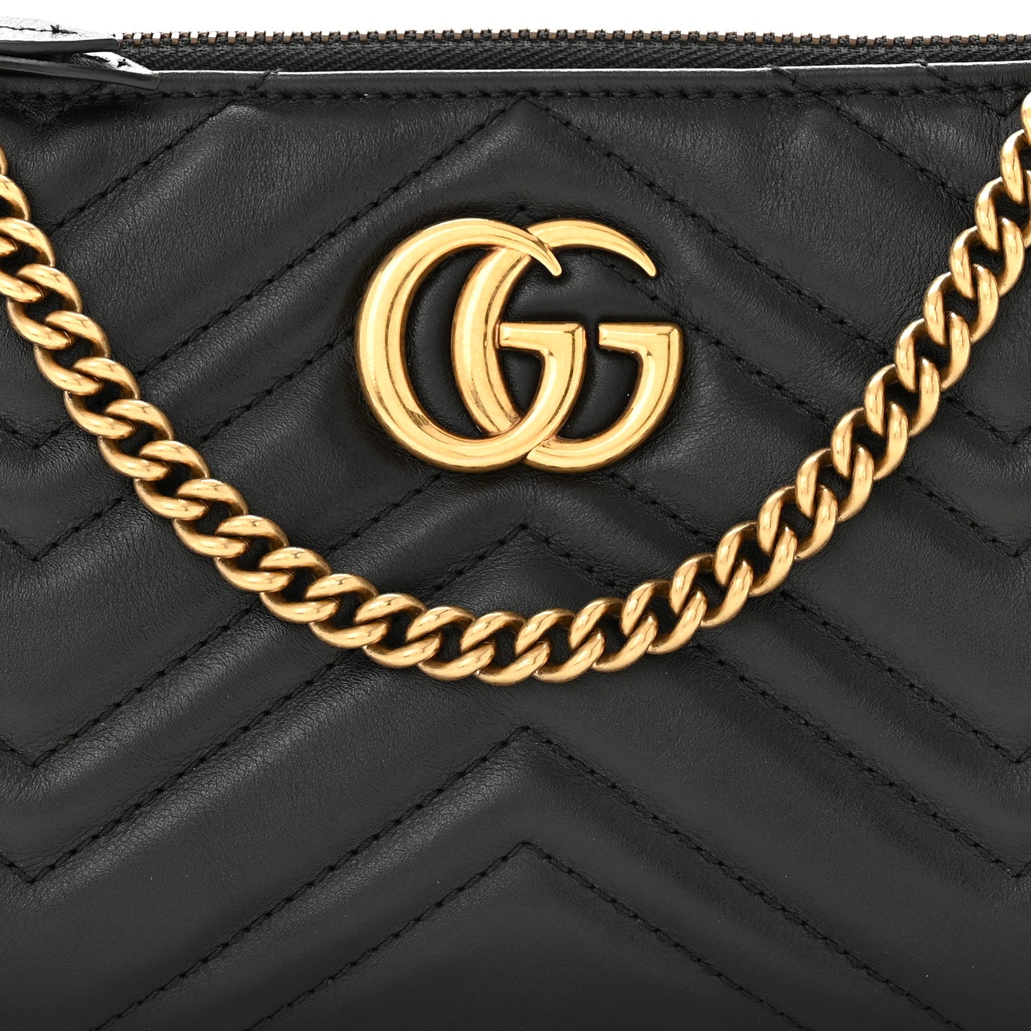 Gucci Calfskin Matelasse Mini GG Marmont Chain Bag Black 7 of 11