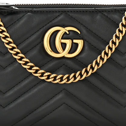 Gucci Calfskin Matelasse Mini GG Marmont Chain Bag Black 7 of 11