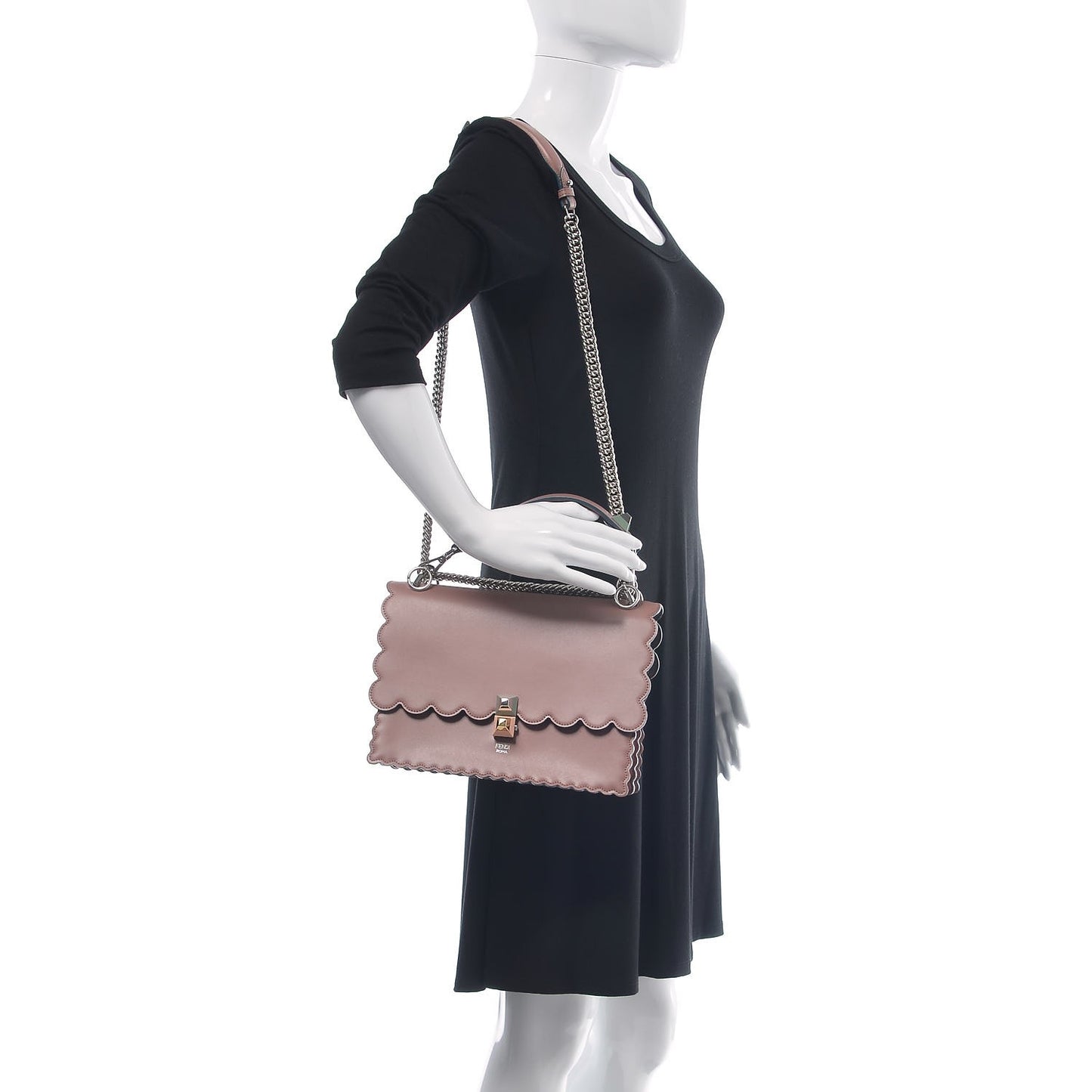 Vitello Liberty Scalloped Studded Kan I Shoulder Bag English Rose