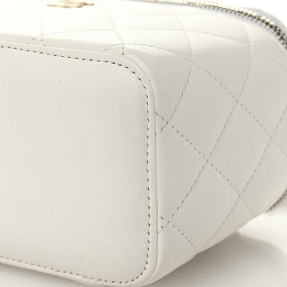 Chanel Lambskin Quilted Pearl Crush Small Vanity Case With Chain White 10 of 11
