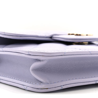 Chanel Lambskin Quilted Top Handle Flap Coin Purse With Chain Light Purple 10 of 12