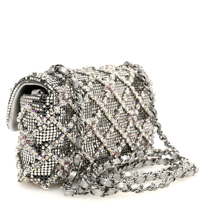 Chanel Chain Mail Crystal Quilted Mini Flap Argent 3 of 10