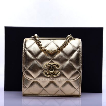 Chanel Metallic Lambskin Quilted Mini Trendy CC Clutch With Chain Gold 17 of 17