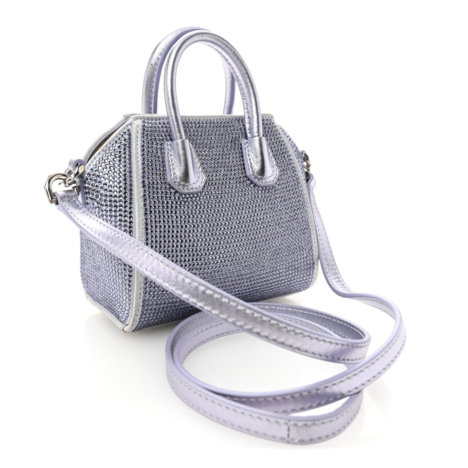 Givenchy Lambskin Satin Strass Micro Antigona Lavender 1881617