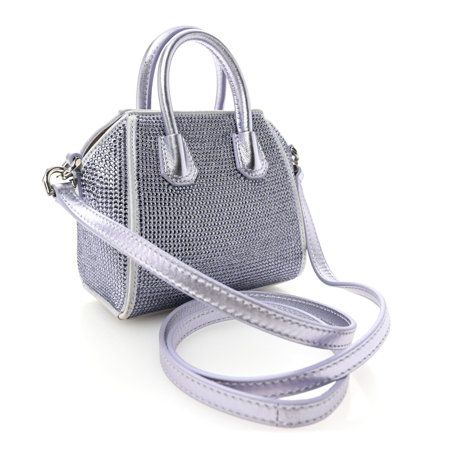 Lambskin Satin Strass Micro Antigona Lavender