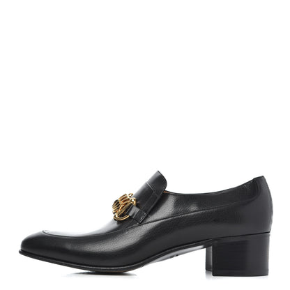 Gucci Goatskin Mens Chain Mid Heel Loafers 11 Black 1 of 13