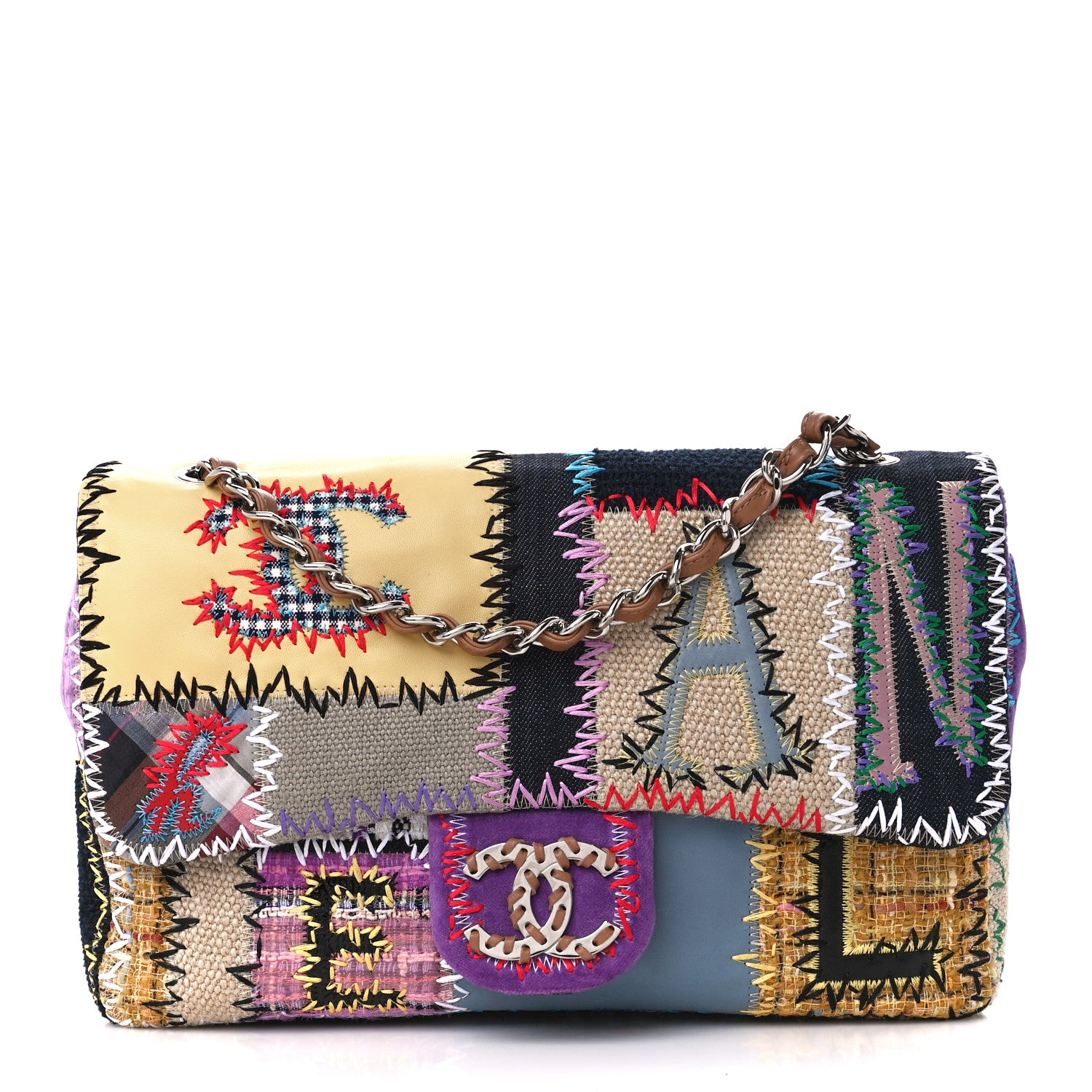 Chanel Patchwork Jumbo Flap Yellow Multicolor 1 of 10