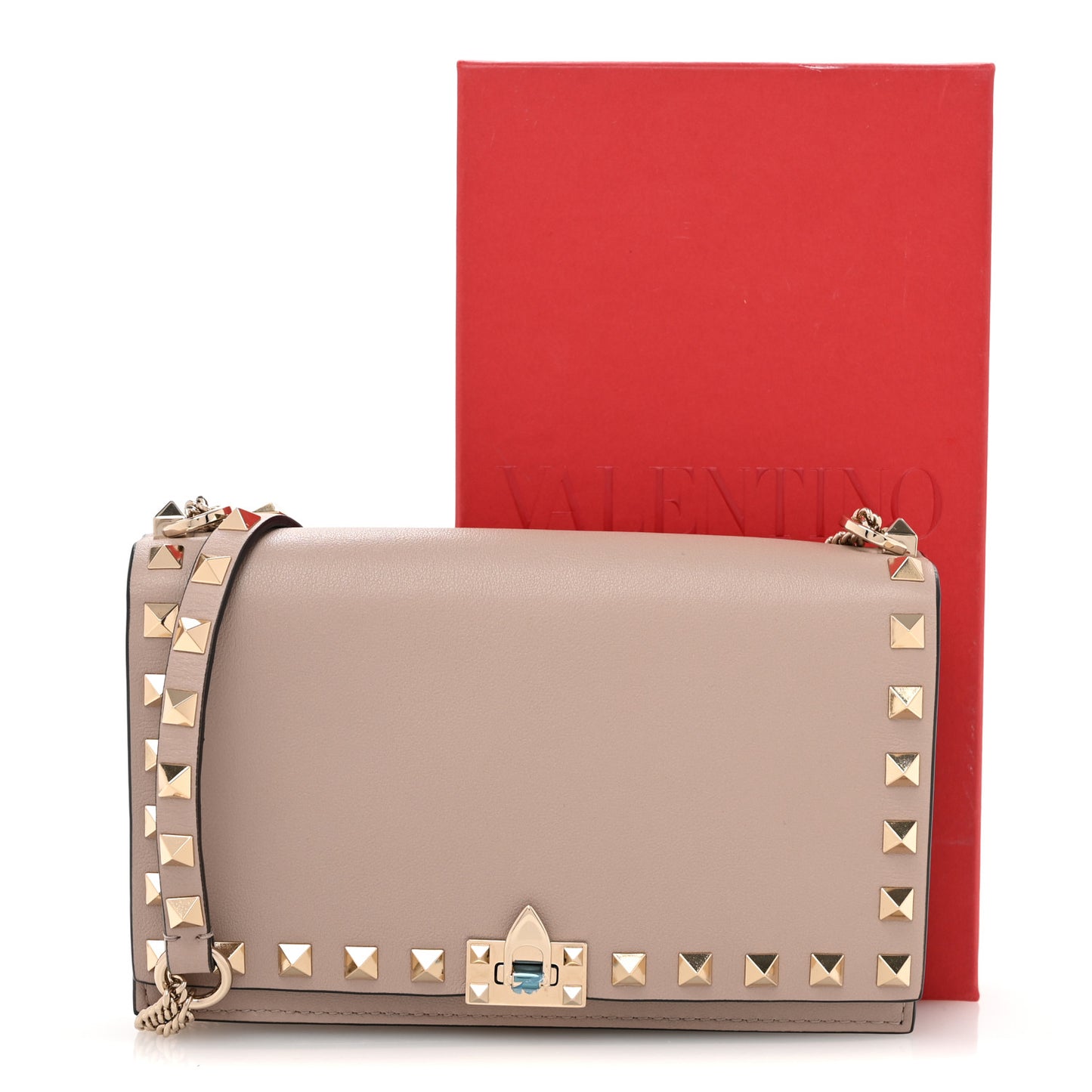 Vitello Rockstud Flip Lock Wallet On Chain  Poudre