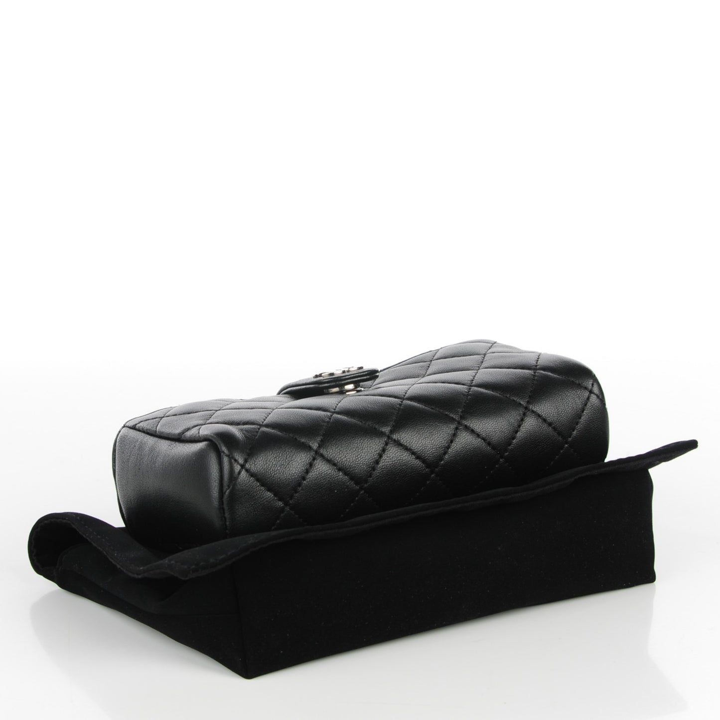 Lambskin Quilted Crystal Valentine Charms Mini Phone Holder Crossbody Bag Black