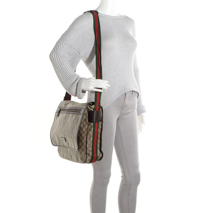 Gucci GG Plus Monogram Web Large Flap Messenger Bag Beige Dark Brown 2 of 9