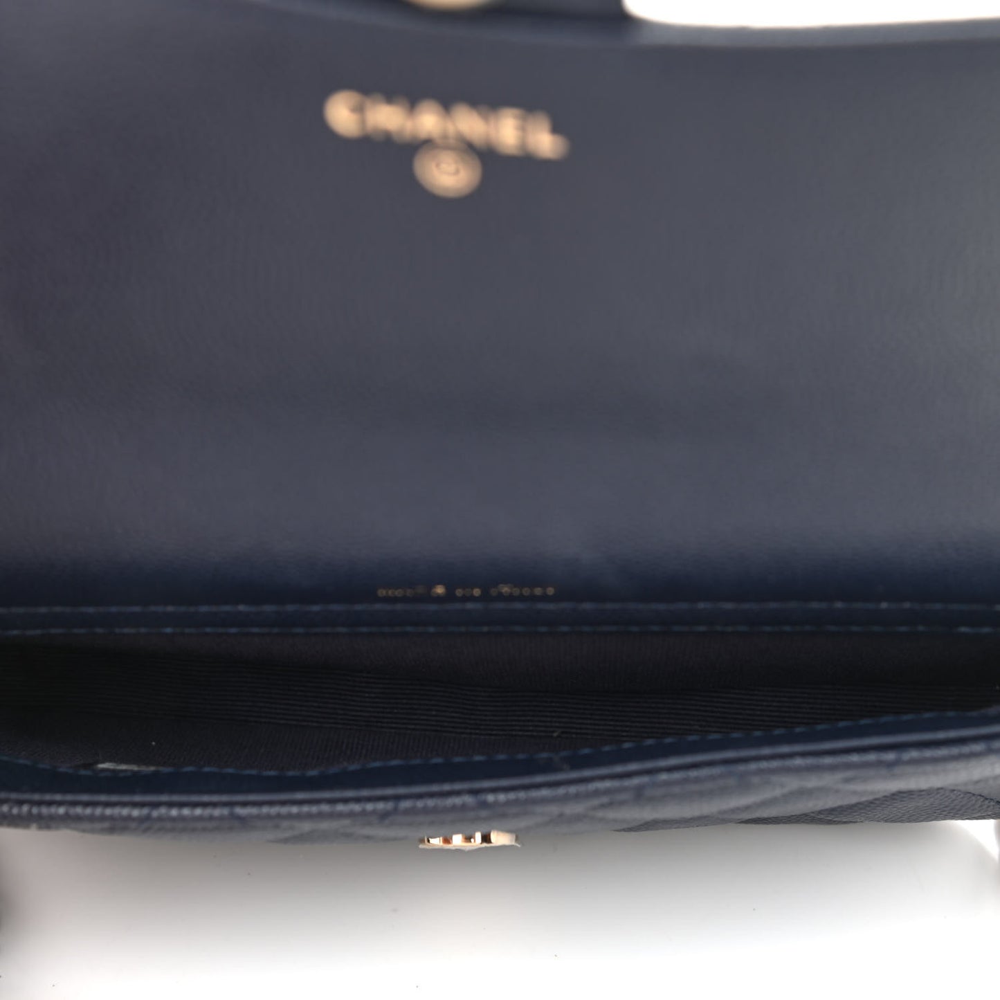 Caviar Quilted Flap Phone Holder With Chain Navy