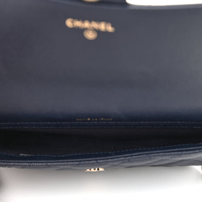 Chanel Caviar Quilted Flap Phone Holder With Chain Navy 5 of 13