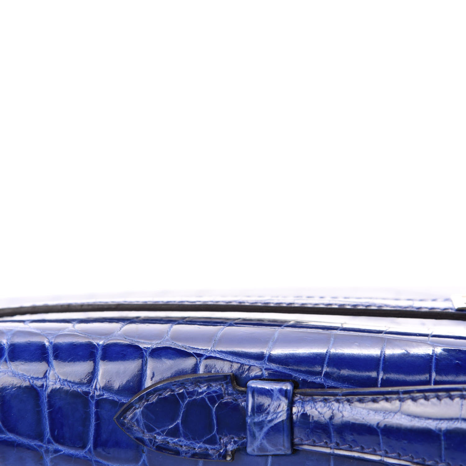 Hermes Shiny Niloticus Crocodile Kelly Cut Pochette Bleu Electrique 10 of 29