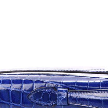 Hermes Shiny Niloticus Crocodile Kelly Cut Pochette Bleu Electrique 10 of 29