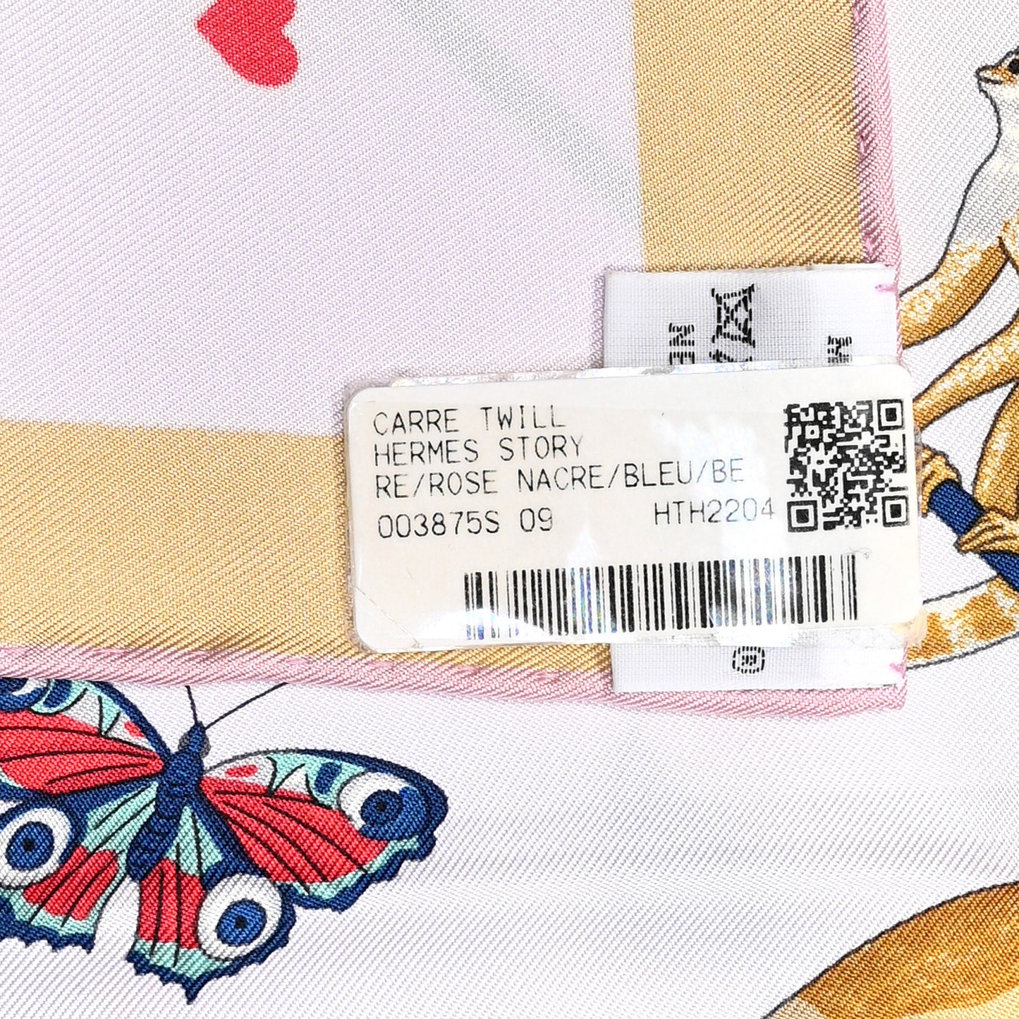 Silk Story Scarf 90 Rose Nacre Bleu Beige