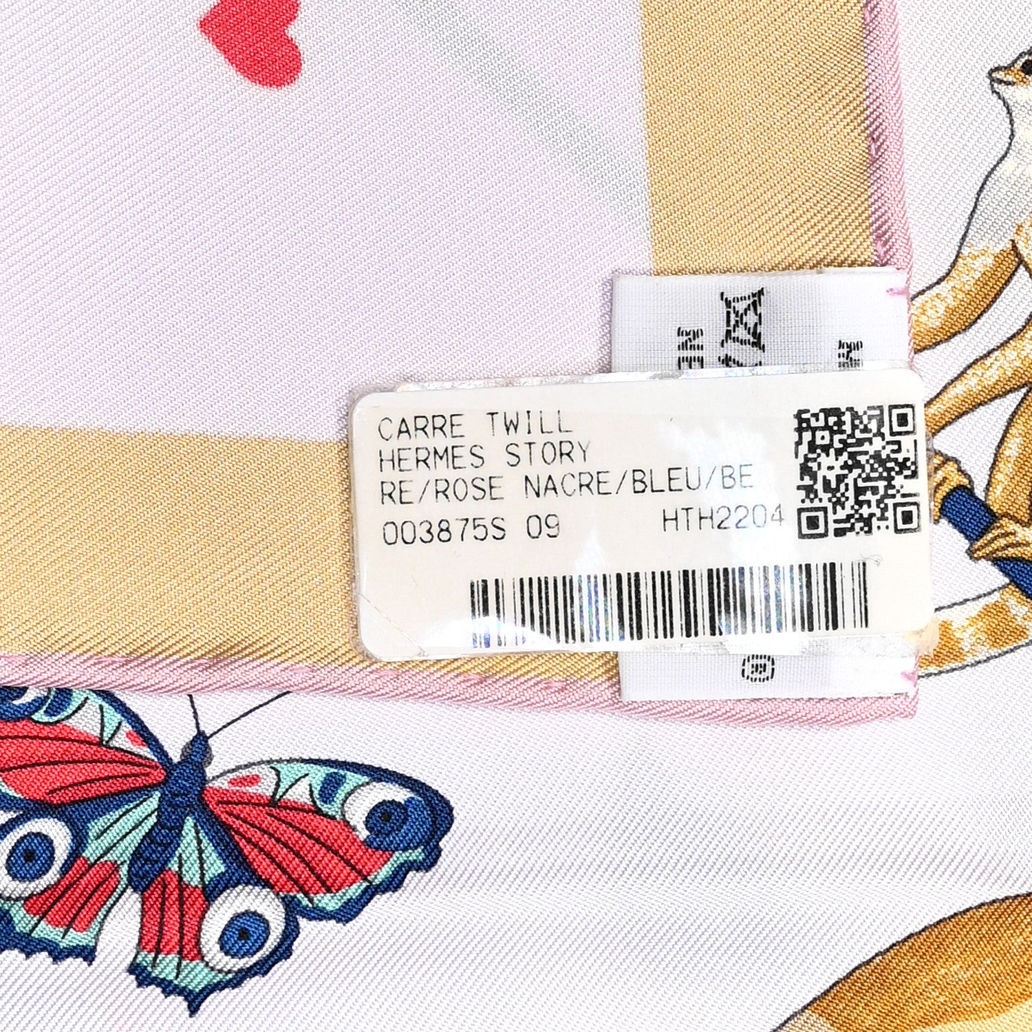 Hermes Silk Story Scarf 90 Rose Nacre Bleu Beige 4 of 5