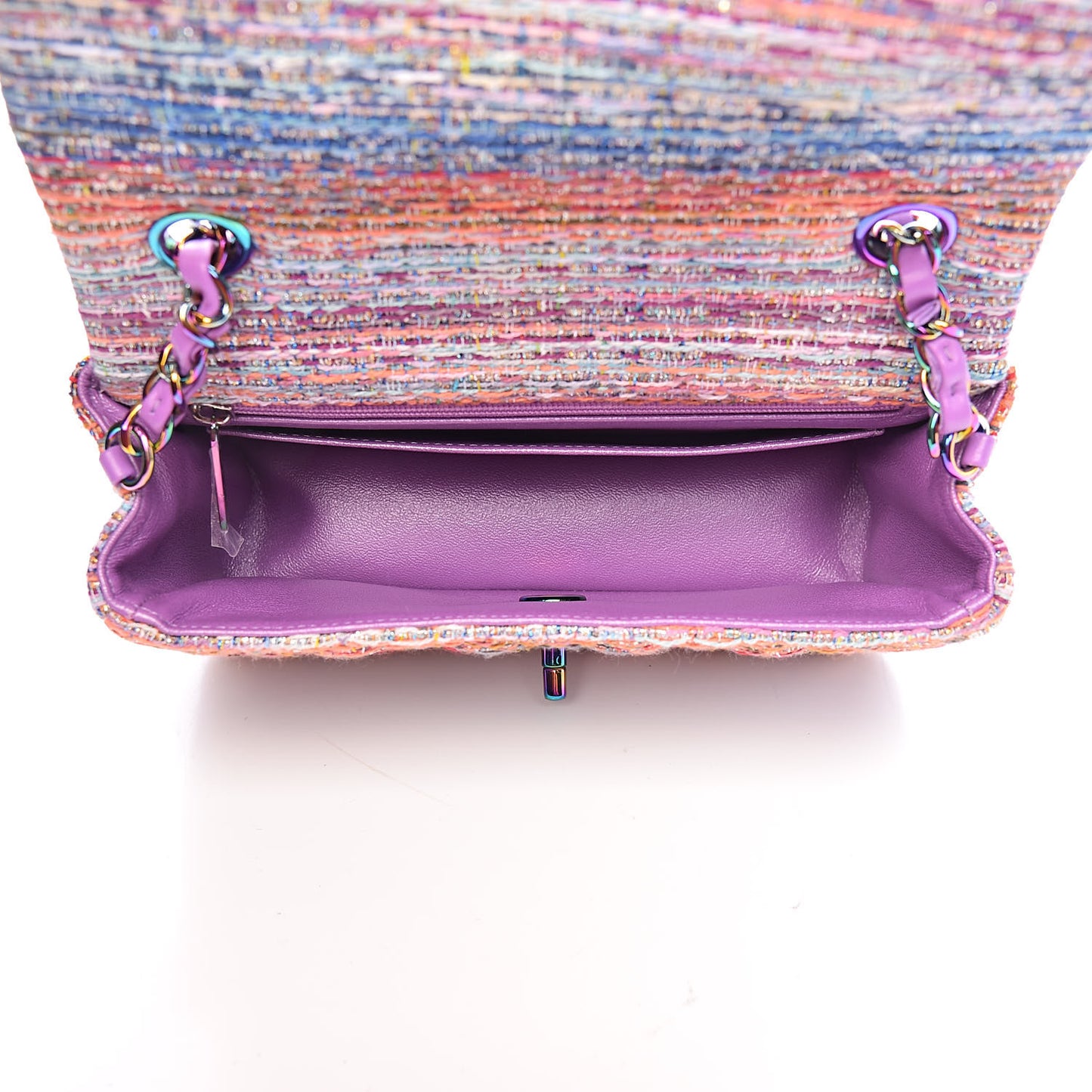 Tweed Quilted Mini Rectangular Flap Blue Pink Orange