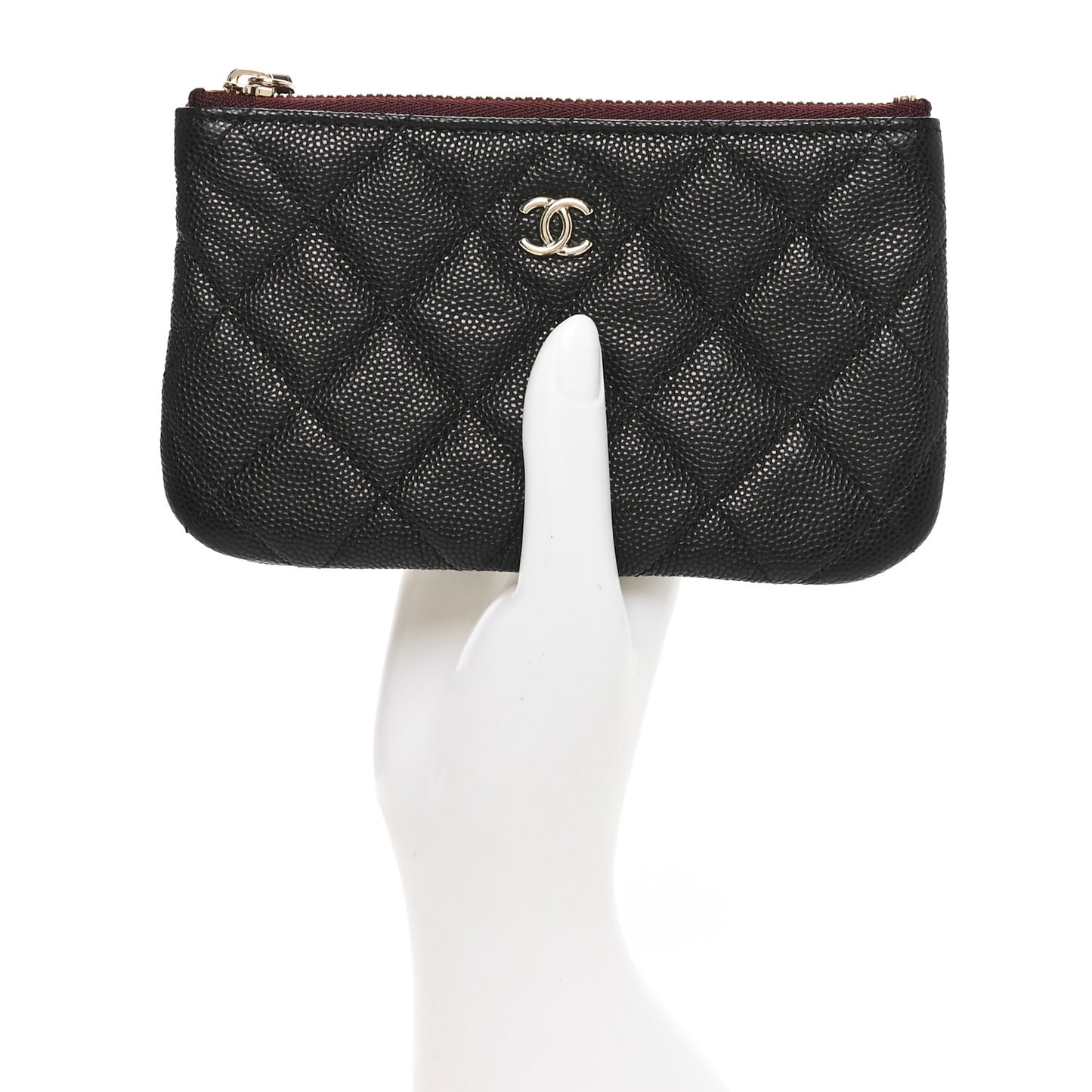 Caviar Quilted Small Cosmetic Case Black