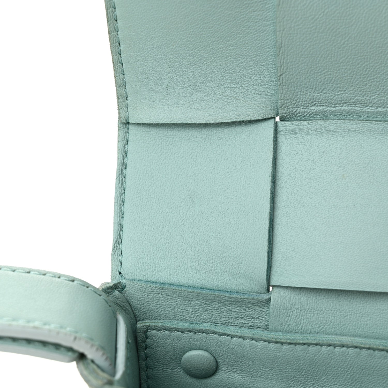 Bottega Veneta Lambskin Maxi Intreccio Cassette Bag Teal Washed 10 of 14