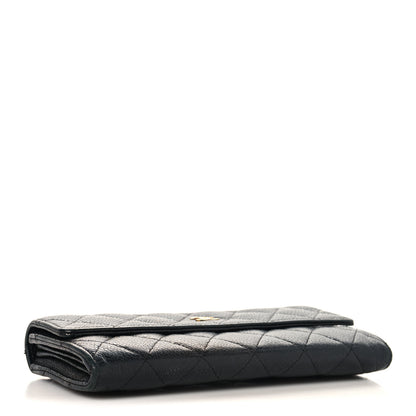 Chanel Caviar Quilted Large Gusset Flap Wallet Black 3 of 8