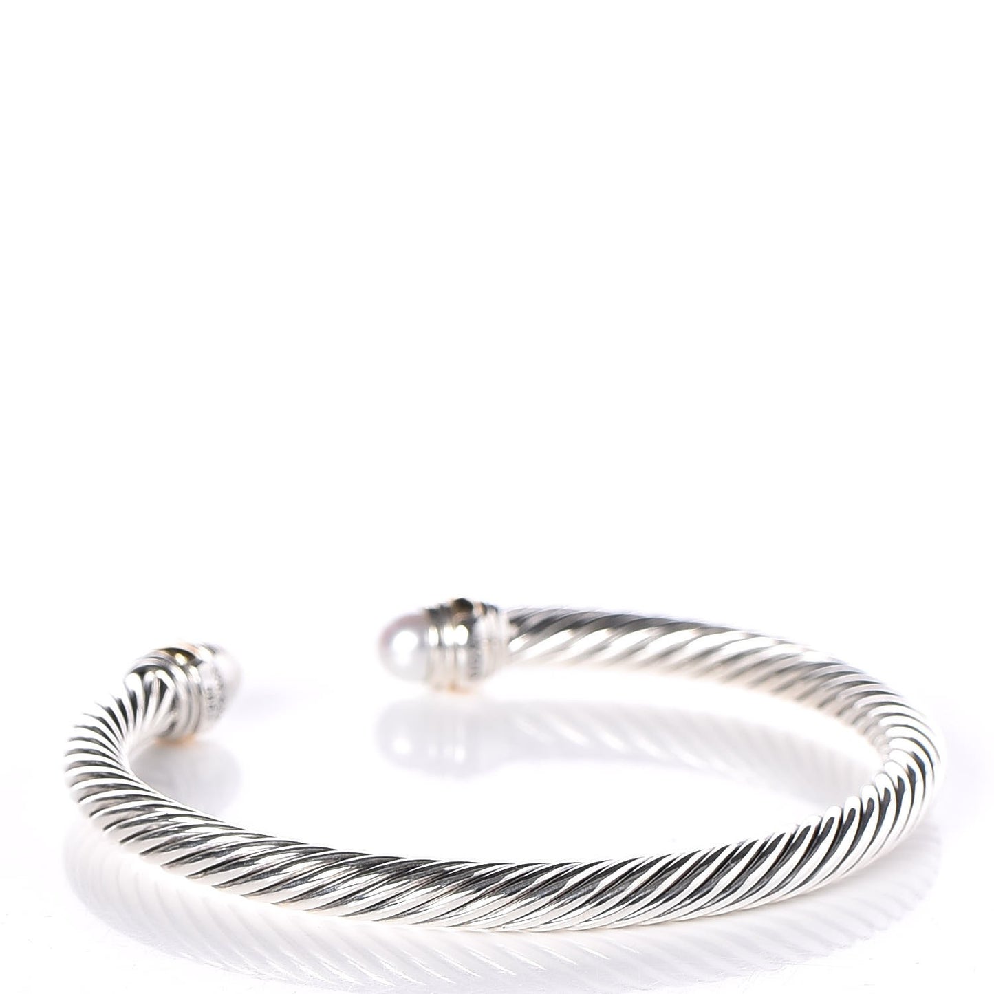 Sterling Silver 14K Yellow Gold Pearl 5mm Cable Classics Bracelet