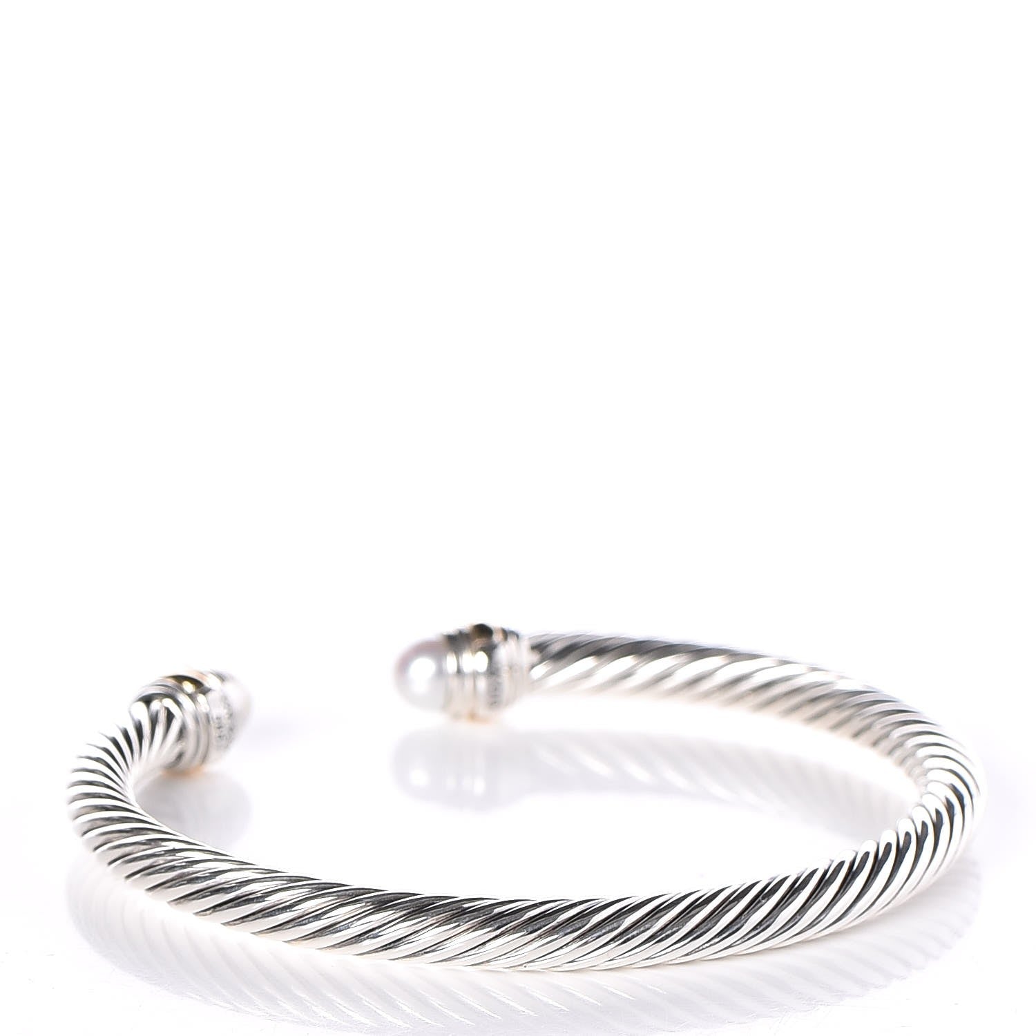 David Yurman Sterling Silver 14K Yellow Gold Pearl 5mm Cable Classics Bracelet 3 of 5