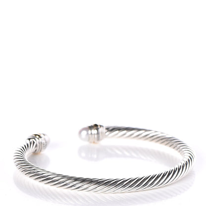 David Yurman Sterling Silver 14K Yellow Gold Pearl 5mm Cable Classics Bracelet 3 of 5