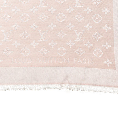 Louis Vuitton Silk Wool Monogram Denim Shawl Rose 3 of 4