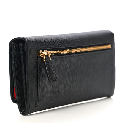 Prada Vitello Move Bi-Color Continental Flap Travel Wallet Black Lacca 4 of 11
