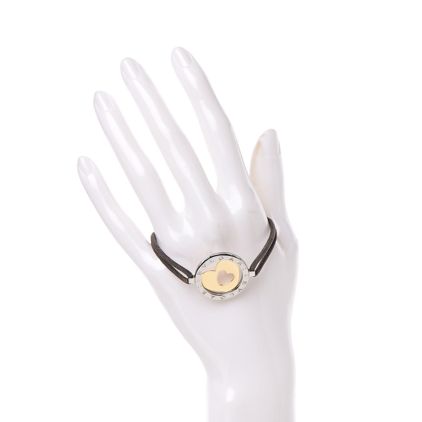 Stainless Steel 18K Yellow Gold Tondo Heart Bracelet