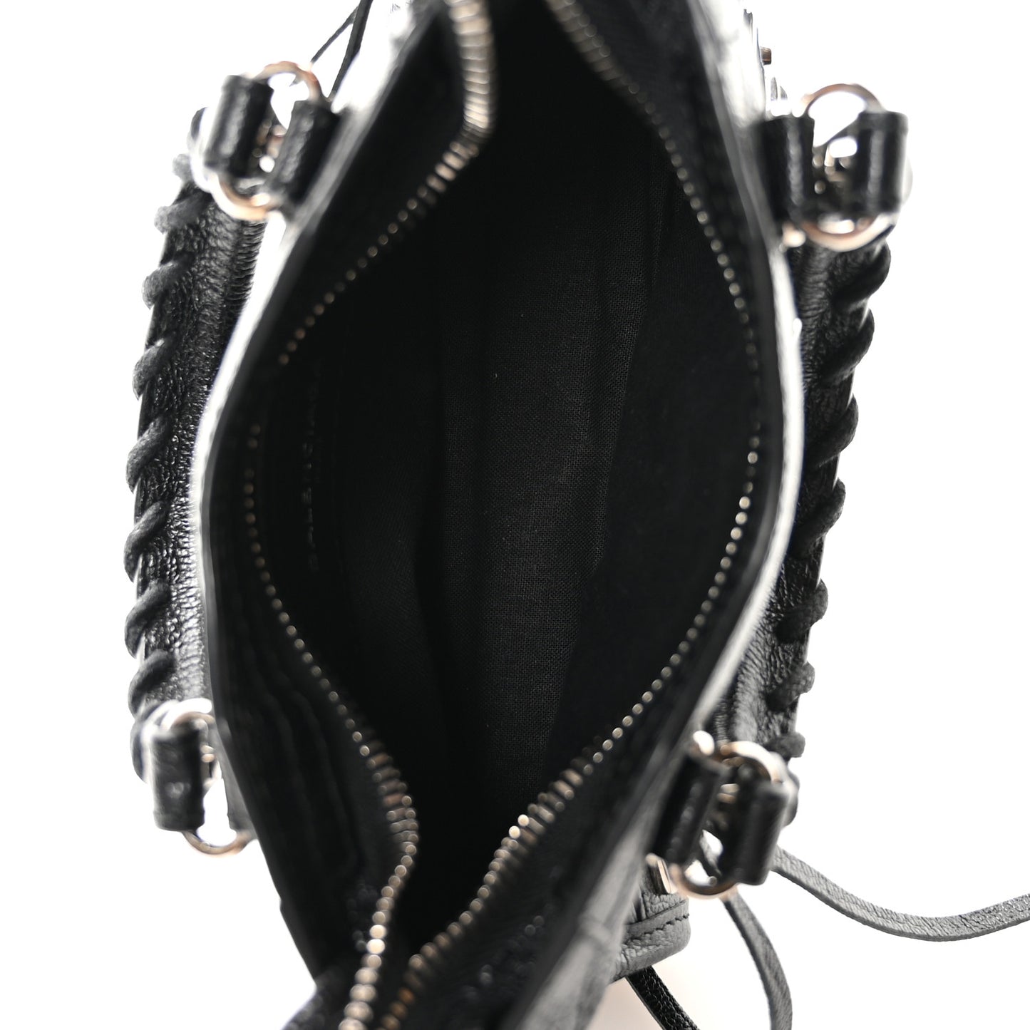 Chevre Silver Metallic Edge Hardware Nano City Black
