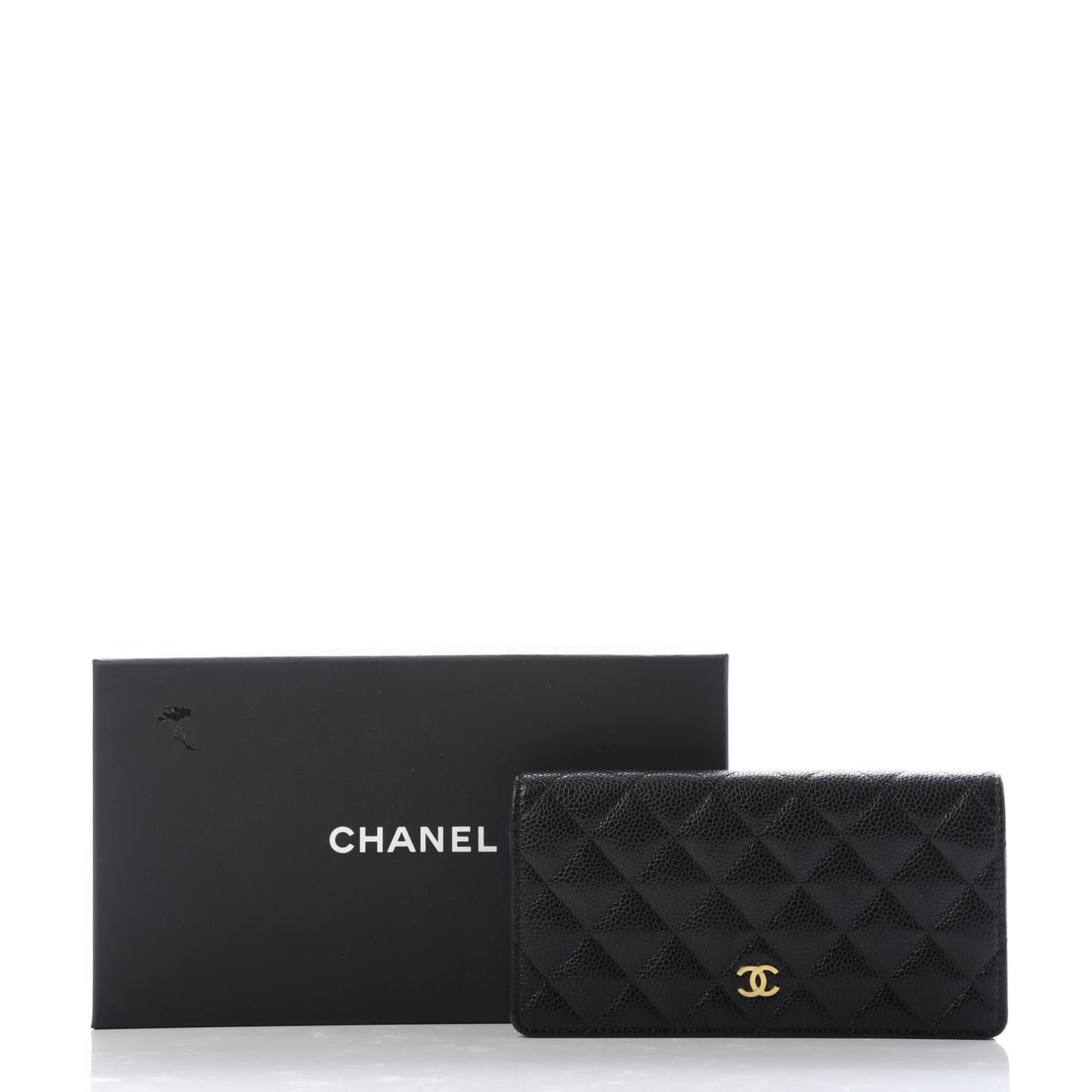 Caviar Quilted Yen Wallet Black