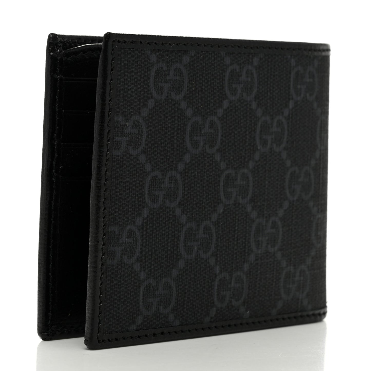 GG Supreme Monogram Azalea Calfskin Retro Interlocking G Bi-Fold Wallet Black