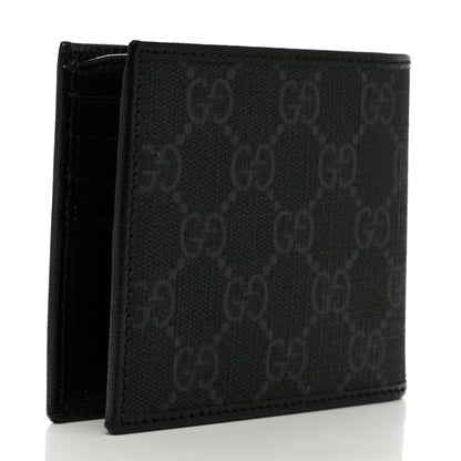 Gucci GG Supreme Monogram Azalea Calfskin Retro Interlocking G Bi-Fold Wallet Black 3 of 8