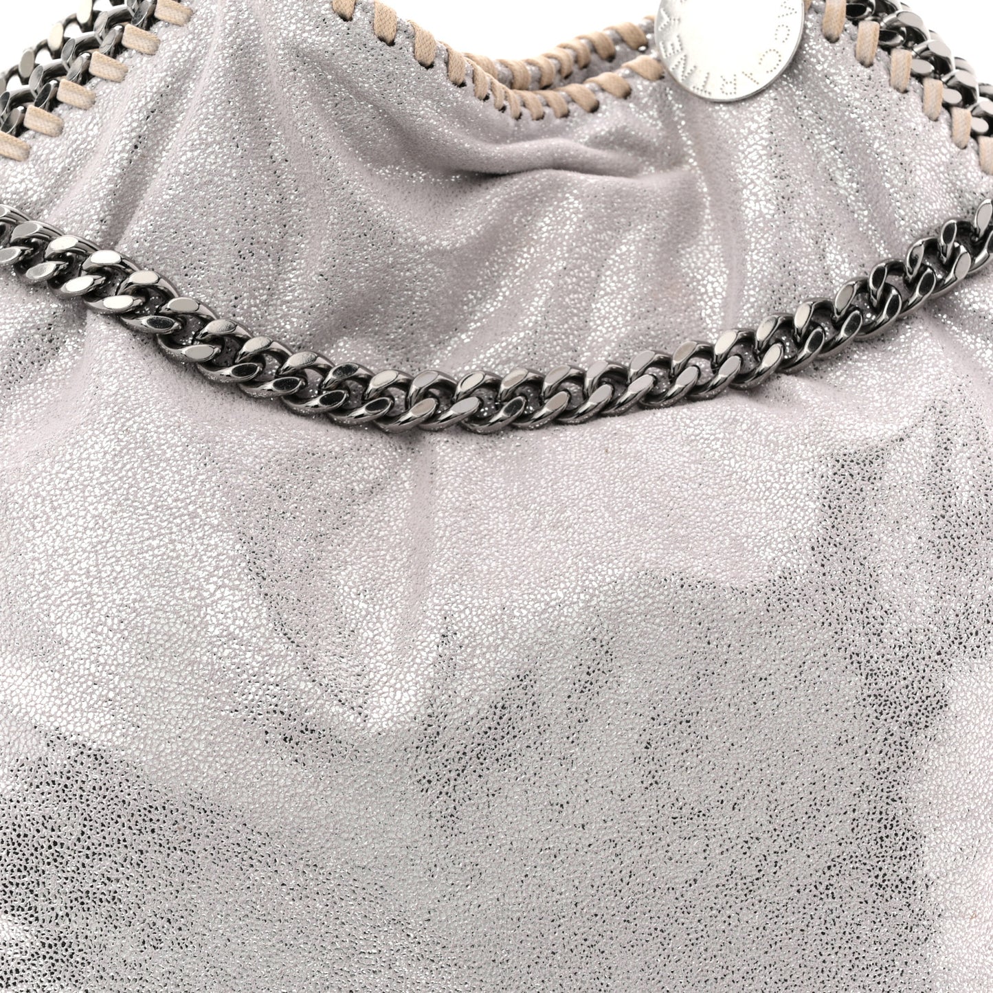Metallic Shaggy Deer Small Falabella Tote Silver