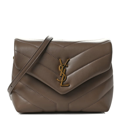 Saint Laurent Calfskin Y Quilted Monogram Toy Loulou Crossbody Bag Taupe 1 of 9