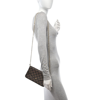 Louis Vuitton Damier Ebene Pochette Felicie Chain Wallet 2 of 11